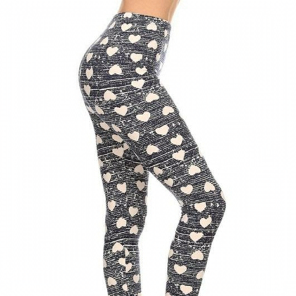 LEGGINGS DEPOT Blue & White Heart Print Full Length Leggings Size 18 NWT